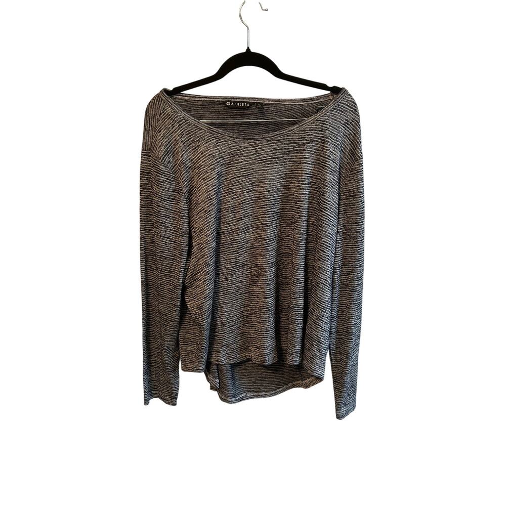 Athleta Striped Keyhole Back Long Sleeve Tee XL